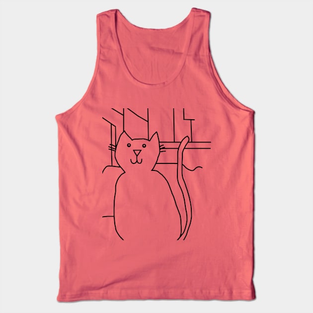 Cat In the City Line Drawing Tank Top by ellenhenryart